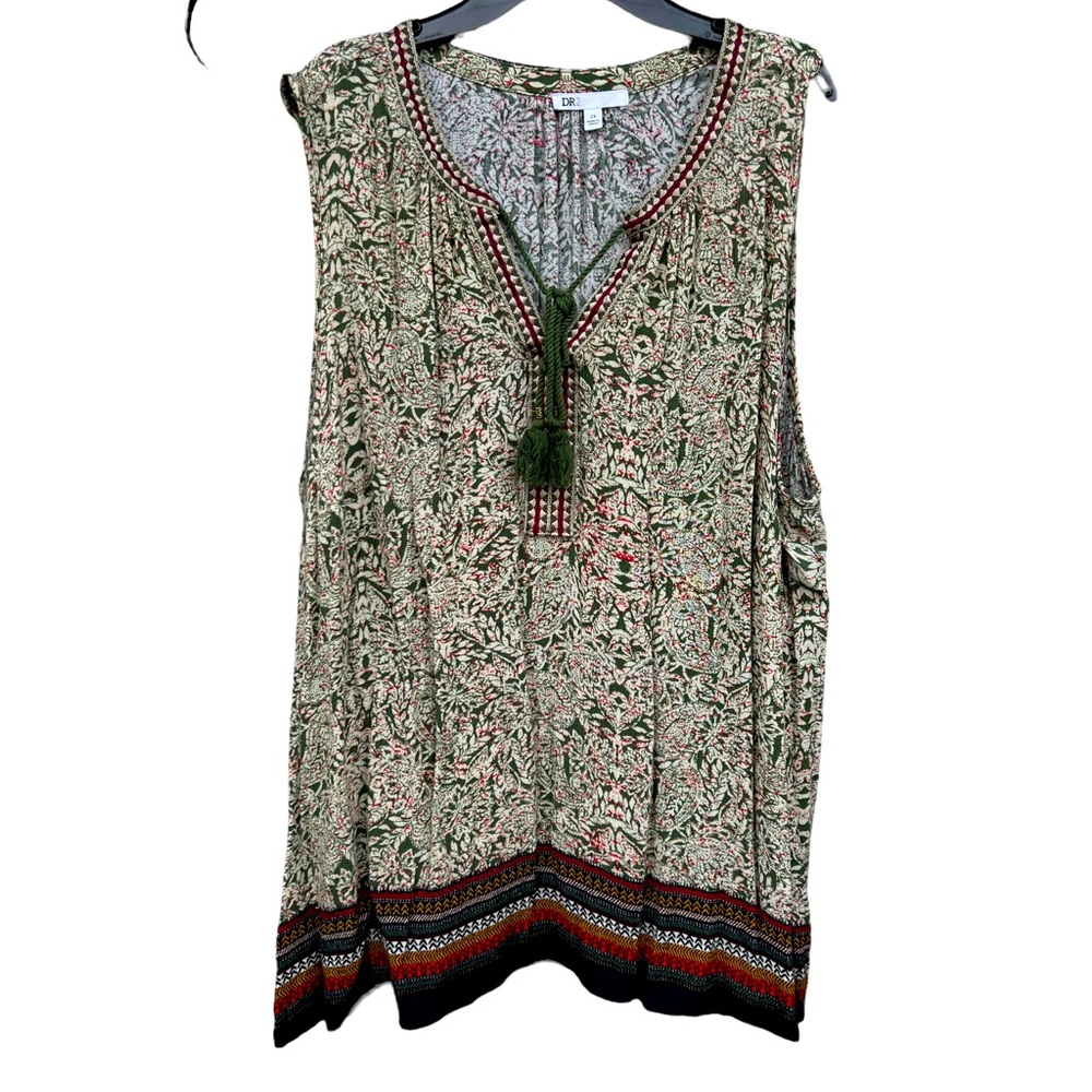 DR2 By Daniel Rain Womens Top Sleeveless Floral Size2X
Green with patterns